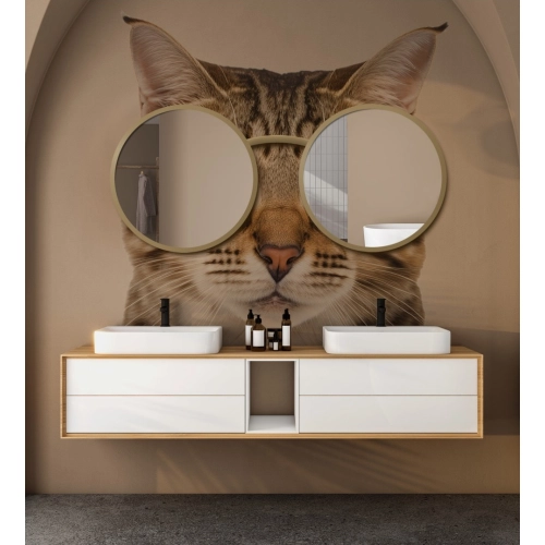 Zestaw luster okrągłych kot w okularach mdf - OKULARY